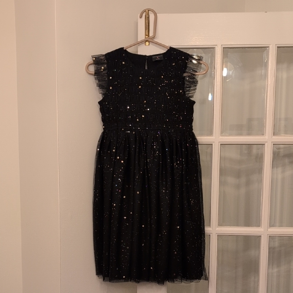 Crewcuts Black Dress with Gold Sparkle